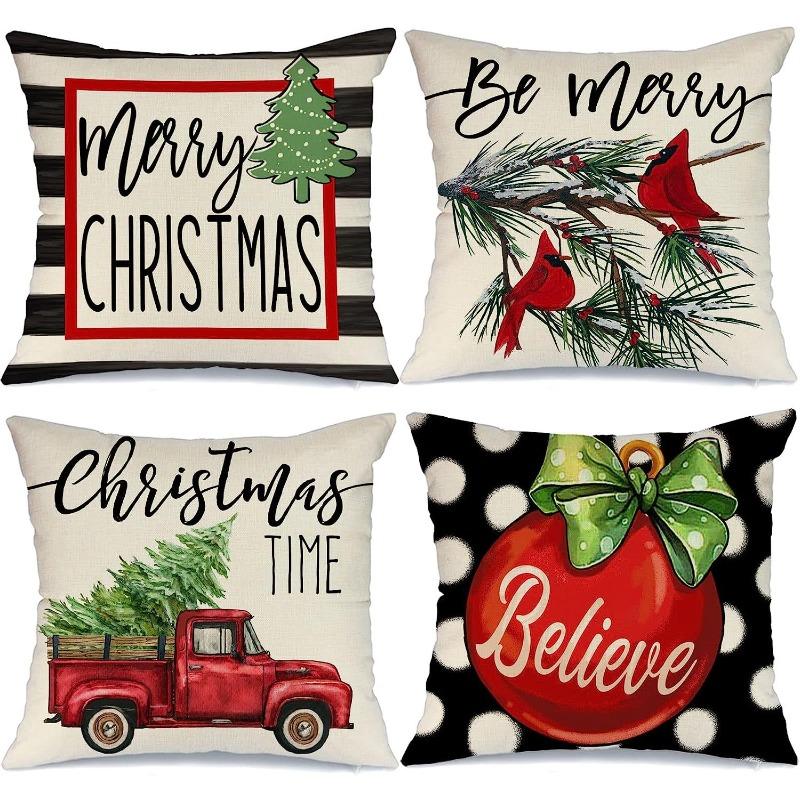 New Christmas Pillow Cover Linen Printed American Sofa Pillow Cover Pillow Cover