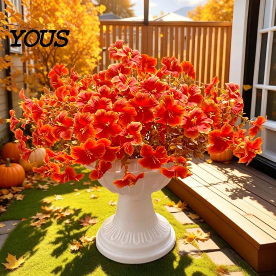 Maintenance Free Fake Greenery Artificial Morning Glory Flower Bouquet, Realistic Plastic Floral Arrangement Decorative Plants for Vases Home