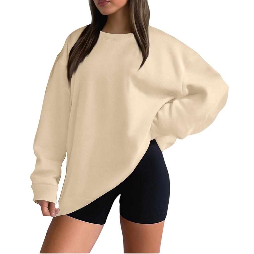 Women's Casual Fashion Loose Sports Round Neck Pullover Long Sleeve Sweatshirt