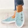 Summer wish new large size denim couple button loafer women's single shoes