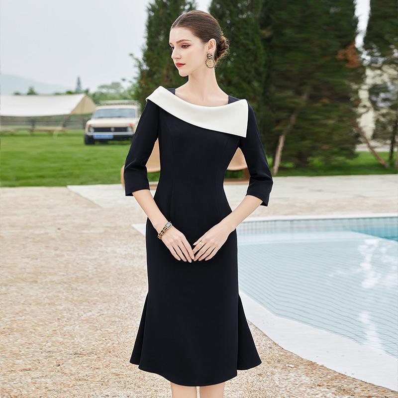 

Элегантное черное платье бодикон на одно плечо с юбкой «рыбий хвост» для женщин Large