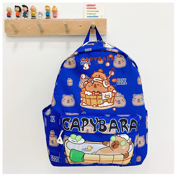 Adorable Capybara Print Children Backpack Spacious Lightweight For School Use