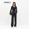 MO&Co. Women's Wool Blend Tailored Wide-Leg Trousers