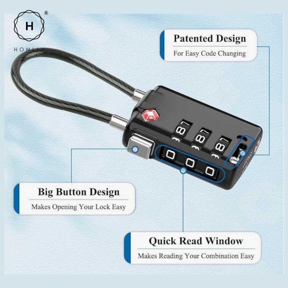 Homlly Digit Combination Travel Luggage Pad lock & Wall Mounted Key Storage Box (X3PCS)