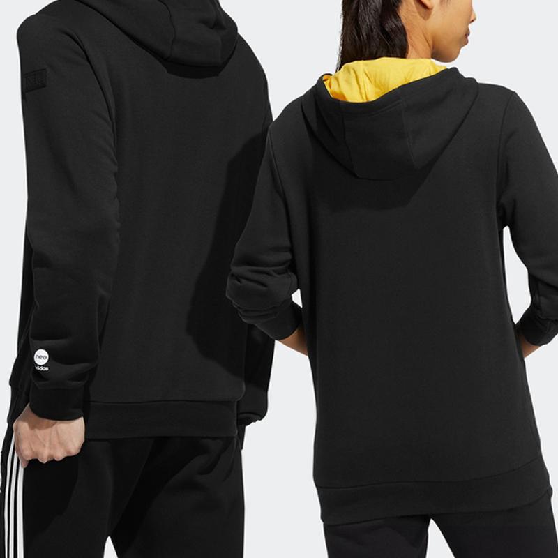 Adidas Neo Letter Print Casual Hoodie Unisex Tops Black HD7096