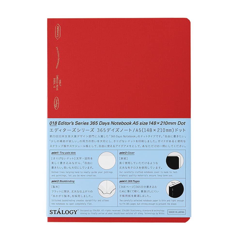 Nitoms STALOGY 365 Days Notebook A5 Dot Grid S4148 Red