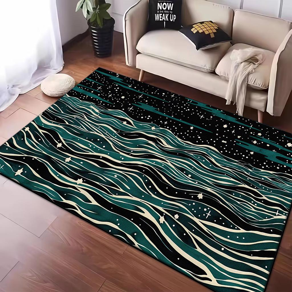 Nordischer Abstrakt Wellen 3D Teppich für Zuhause Wohnzimmer Modernes Schlafzimmer Sofa Fußmatte Dekor Kinder Spielbereich Teppich Rutschfeste Bodenmatte