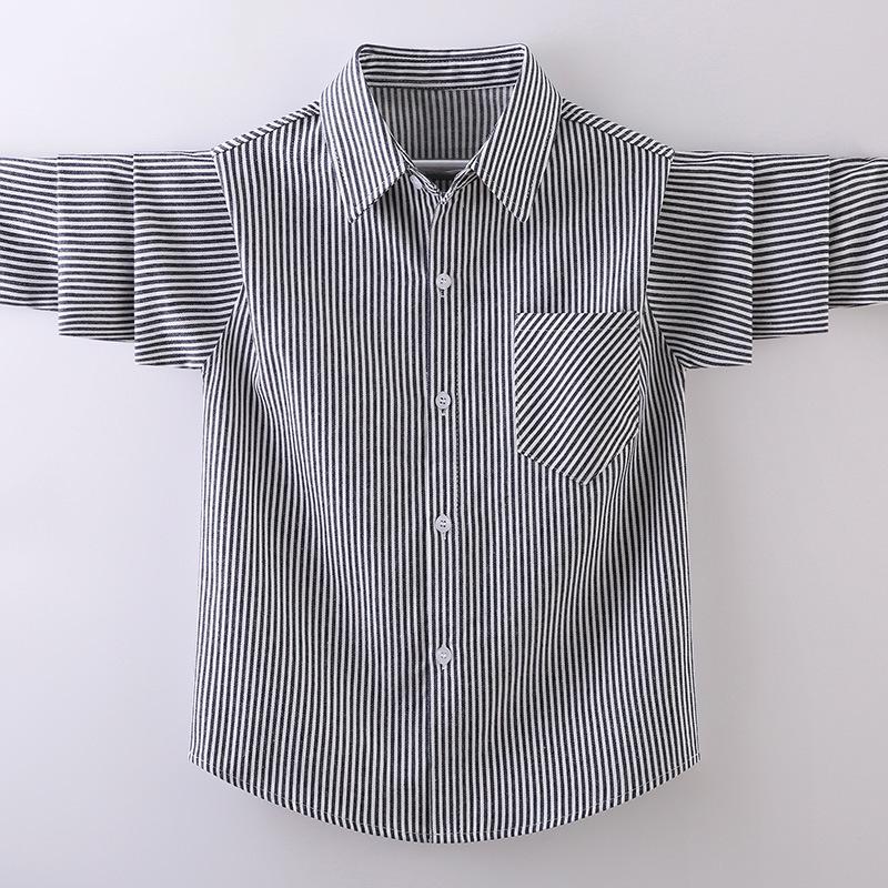 Boys' Long-Sleeve Plaid Cotton Shirt – Autumn Fashion for Kids