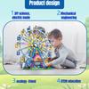 Non-Toxic City Friends Rotating Ferris Wheel Building Blocks Moc Pink Blue Electric Bricks With Light Toys For Children Christmas Diy Gift