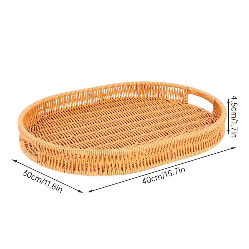 Hand-Woven Imitation Rattan Basket Multipurpose Food Storage Basket Bread Basket Household Storage
