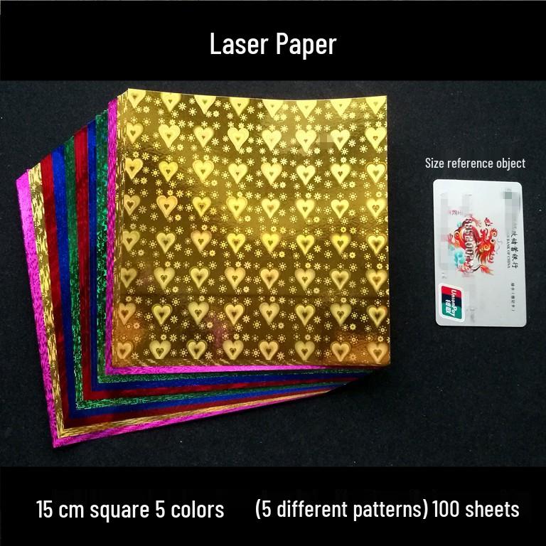 Pearlescent Laser Origami Paper - Shimmering Colors for Children's Crafts and Thousand Paper Cranes
