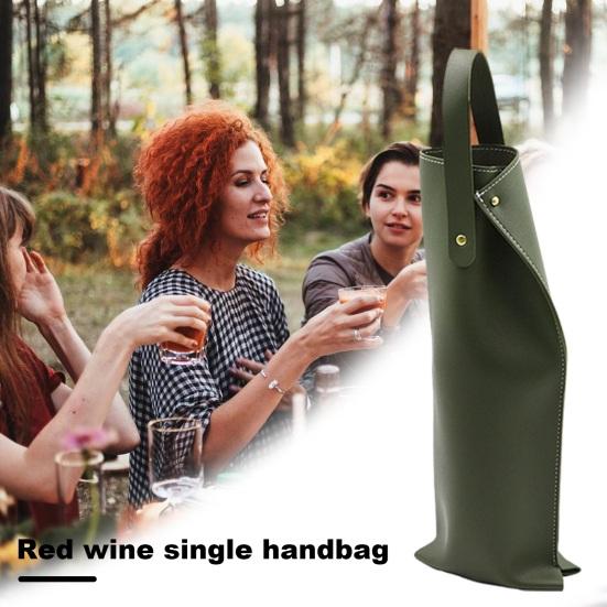 Wine Packaging Bag Fake Leather Wine Tote Carrier Stylish Wine Bottle Protective Bag with Handle for Party