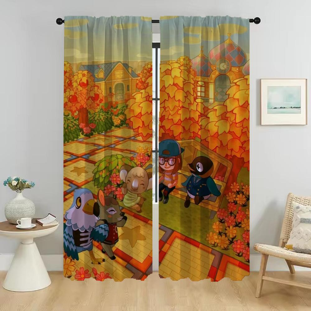 Elegante Raumvorhänge 2 Stück Animal Crossings Fenstergardine Tüll für Schlafzimmer Heim-Innendekoration Vorhänge Halloween-Dekoration