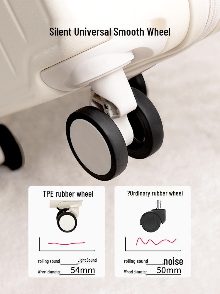 20-Inch Lightweight Women's Leather Carry-On with Silent Wheels and Multi-Functional Design
