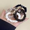 5Pcs Hair Ties Heart Decor Pleated Fabric High Elasticity Hair Ropes Lightweight Ponytail Holder Hair