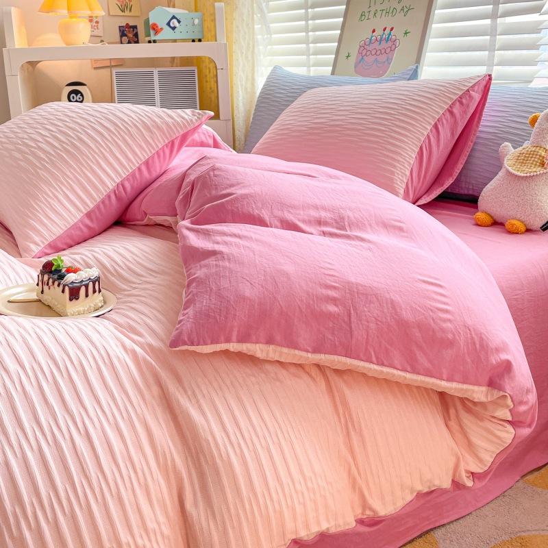 

Комплект из четырех предметов из стираного хлопка, простыня, пододеяльник, комплект из трех предметов из чистого хлопка для общежития 2.0m bed