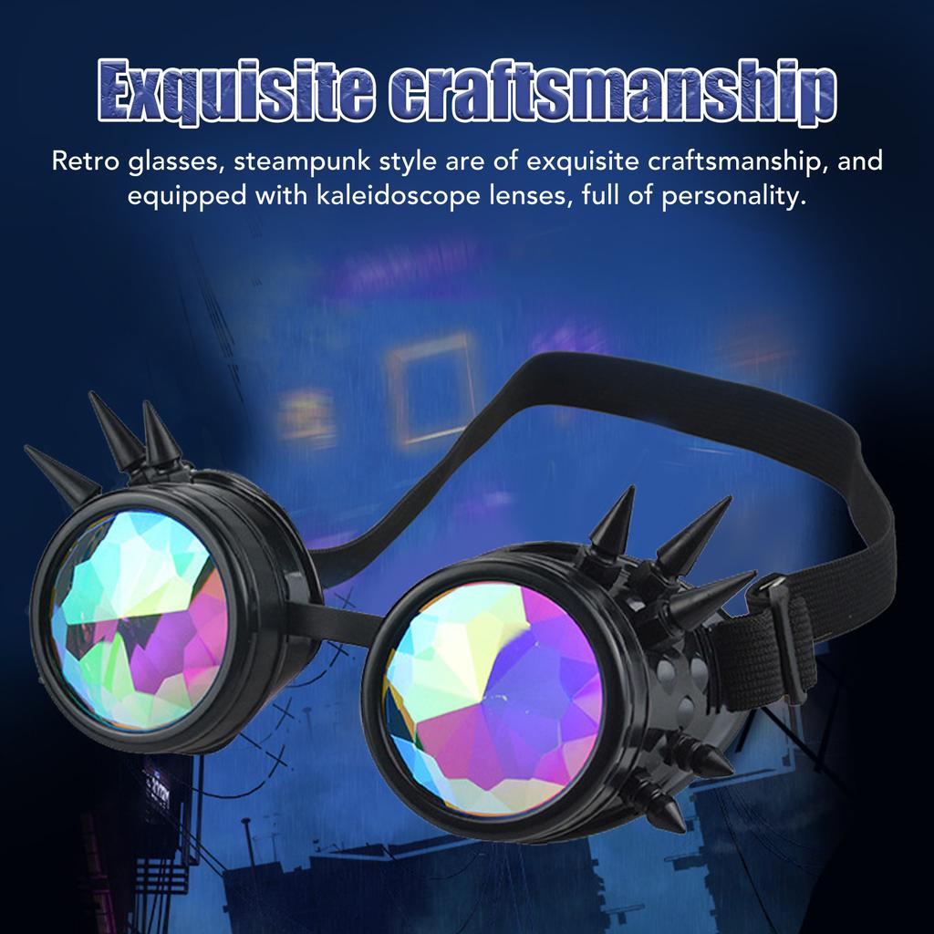Steampunk Goggles Retro PC ABS with Elastic Band Kaleidoscope   Glasses for Party