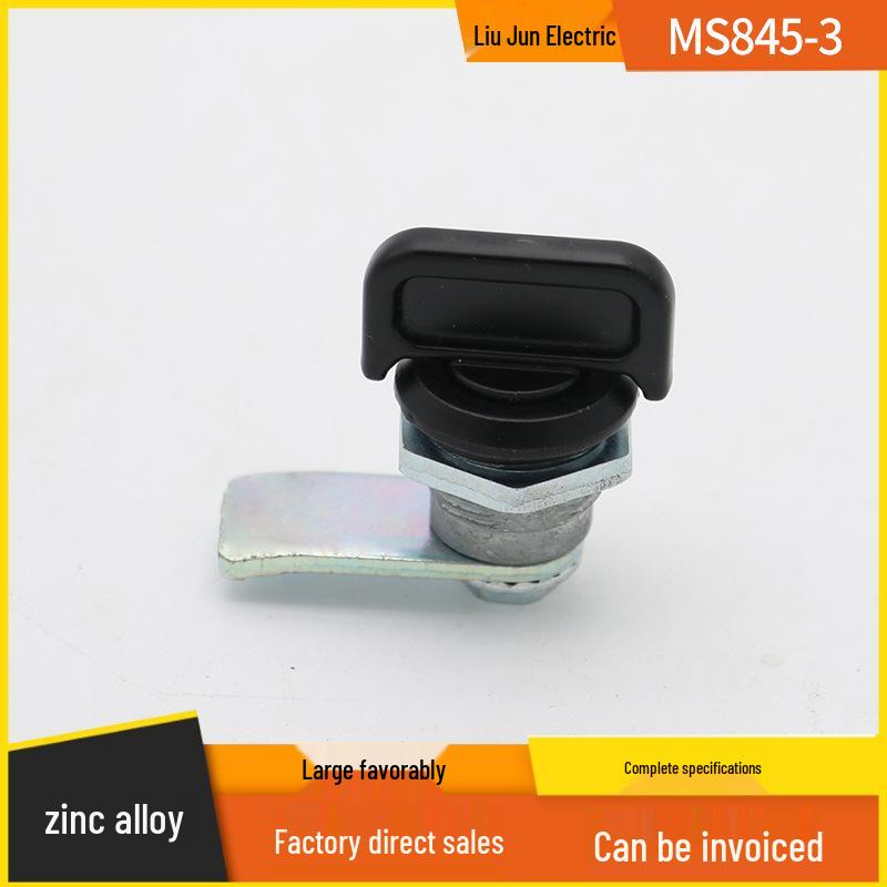 Black Rotary Cam Lock MS845-3 - Industrial T-Handle for Electrical and Chassis Cabinets