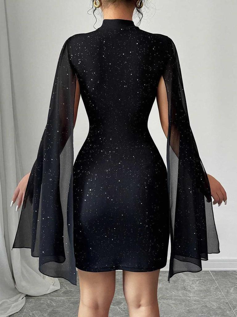 Elegant Starry Sky Rhinestone Ribbed Mini Skirt - Sleeveless, Slim Fit, Hip-Hugging Design for Summer