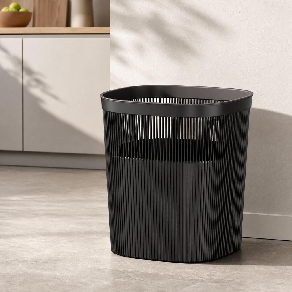 Lightweight Open-Top Wastebasket Compact Plastic with Thick Upper
