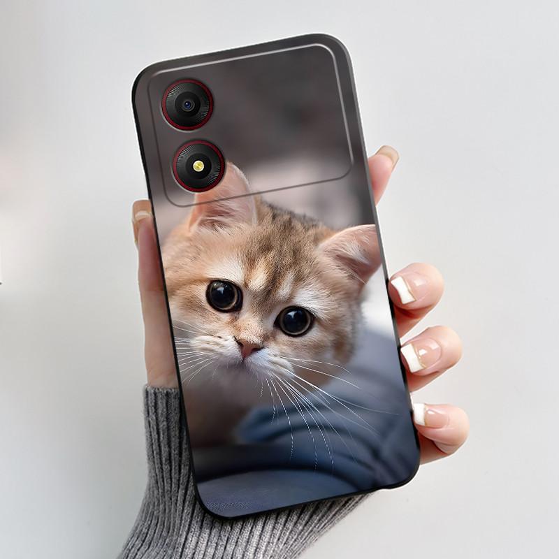Casing For ZTE Blade A34 / A54 4G Phone Case Shell Aesthetic Cute Cat Astronaut Soft TPU Silicone Black Protective Cover Bumper