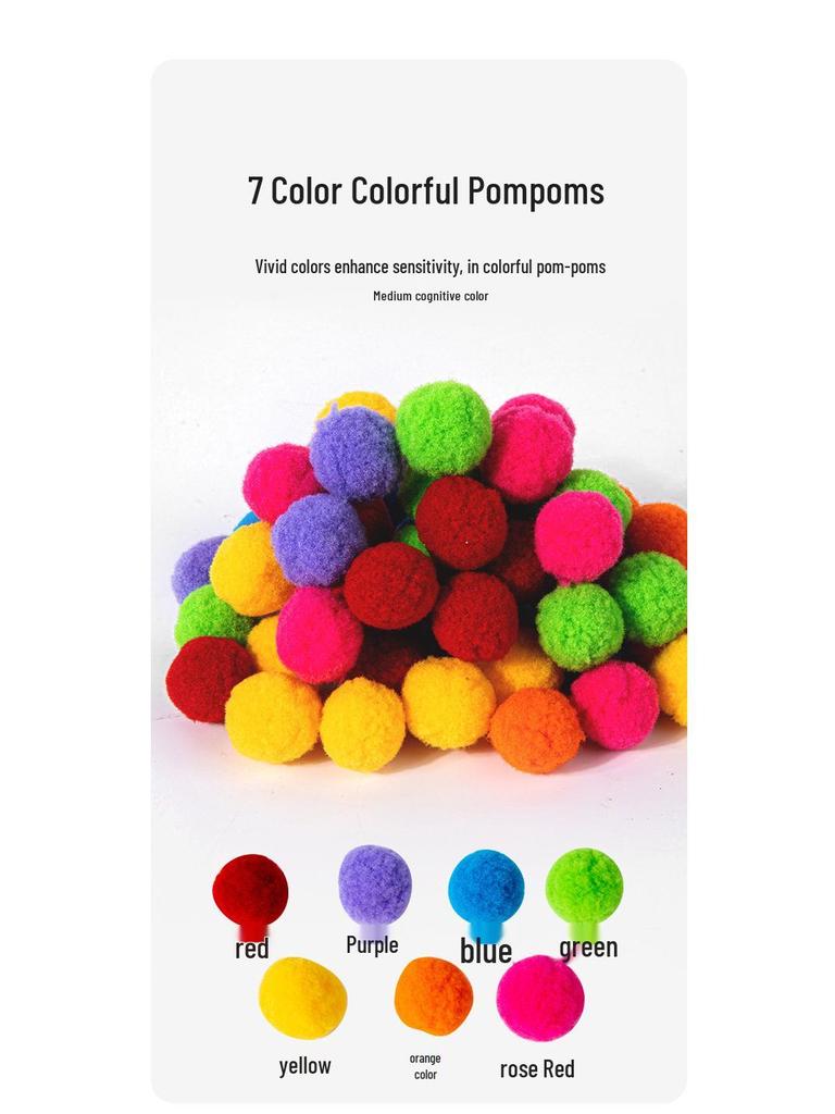 Pom-Pom Beads Color Game: Early Education & Fine Motor Skills Toy for Children