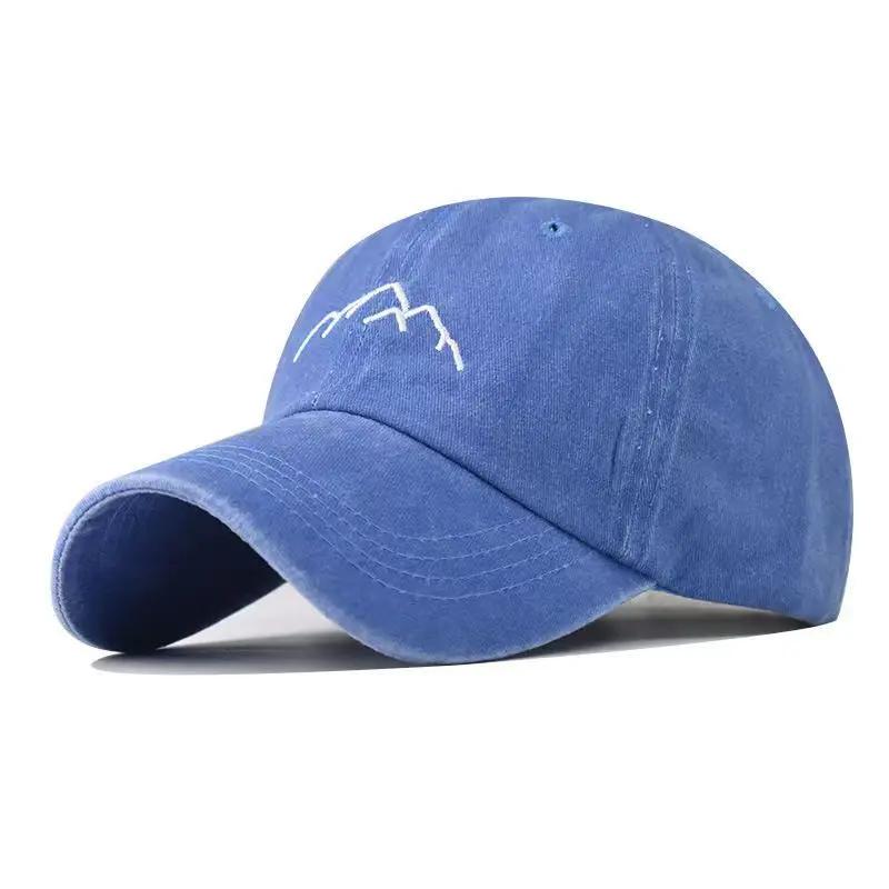 Unisex Washed Cotton Cap Mountain Embroidery Vintage Baseball Cap Men Women Chic Dad Hat
