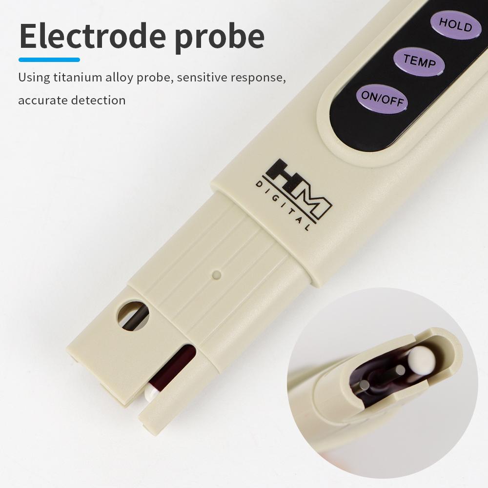 2 in 1 Wasserqualitätsmessgerät Tragbares TDS Temp Teststift LCD-Anzeige Titanlegierungssonde für Trinkwasser Aquarien Pools