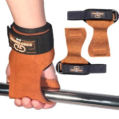 Ganci da Polso per Sollevamento Pesi Cinghie Doppio Cuoio Bovino Guanti per Stacco e Cuscinetti per il Grip per Allenamento Fitness in Palestra Manubri Trazioni