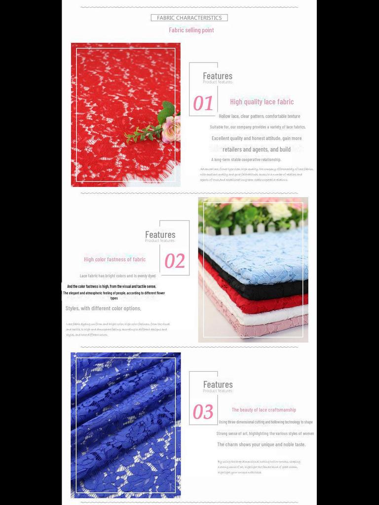 Hollow Tassel Eyelash Lace Fabric for Fashion Dresses