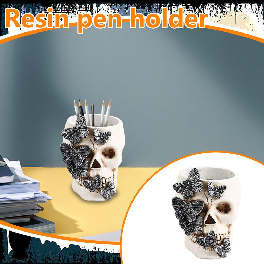 Halloween Decorations Horror Skeleton Hand SkullResin Pen Holder GhostParty Desktop