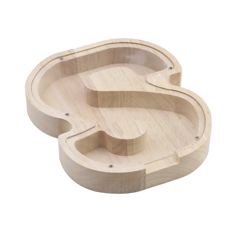 26 English Alphabet Piggy Bank Wooden Coin Money Saving Box Jar Coins Storage Box Desktop Ornament Home Decor Gifts