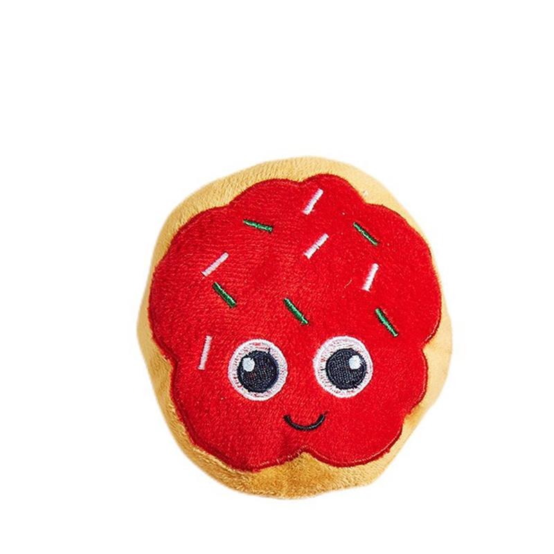

Cute Cookie Plush Squeaky Toy Soft Pet Chew Toy for Puppy Interactive Teething Sound красный