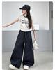 Girls' Korean Style Sleeveless T-shirt & Wide-Leg Pants Set - Casual Summer Street Dance Outfit