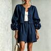 Lässiges Damen-Zweiteiler-Outfit, Kurz geschnittene Strickjacke mit floraler Verzierung und High-Waist-Shorts