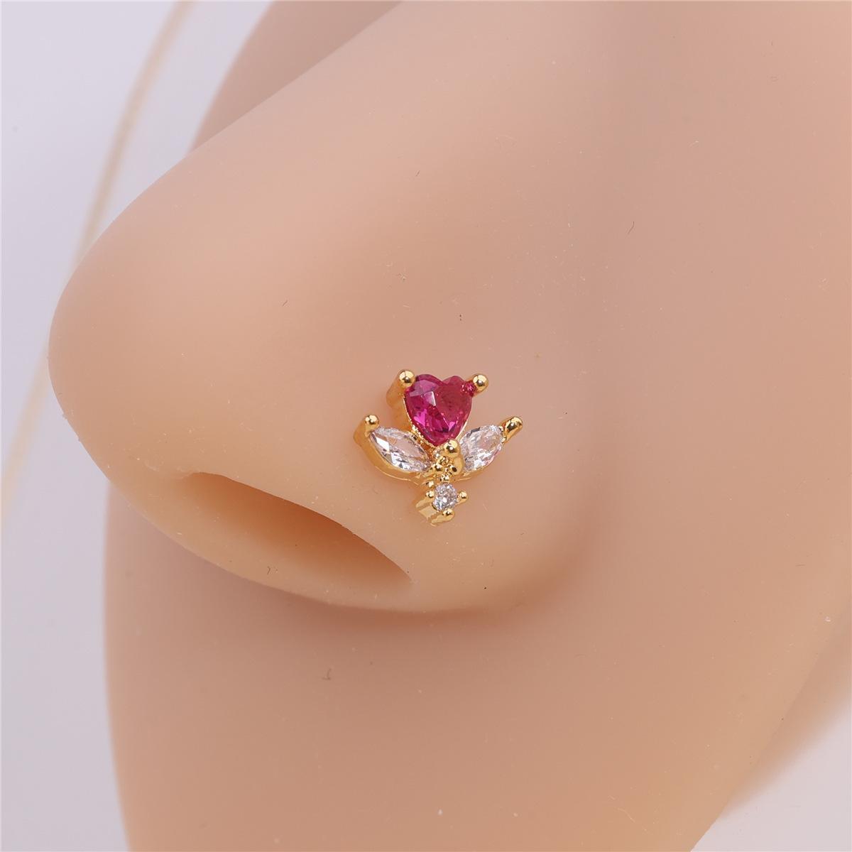 Male and Female Personalized Fashion L Rod Love Wings Nose Nails 1pcs золотой