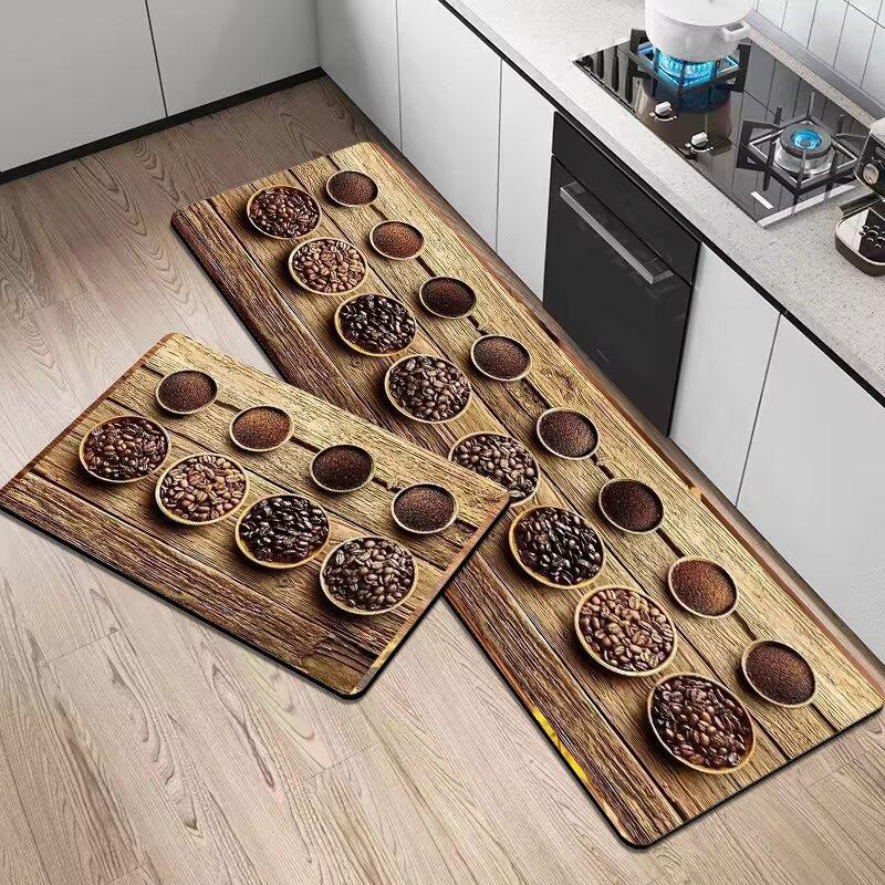 Vegetable And Fruit Pattern 3D Printed Kitchen Rug Water-Absorbing Stain-Resistant Laundry Room Door Mat Home Decor