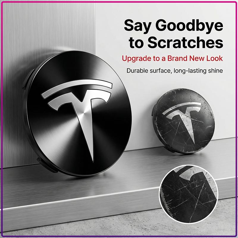 4Pcs 56MM Car Badge Emblem Wheel Center Hub Caps Rim Hubcap Cover For Tesla Model S Model X Model Y Cybertruck Model 3 Model Y