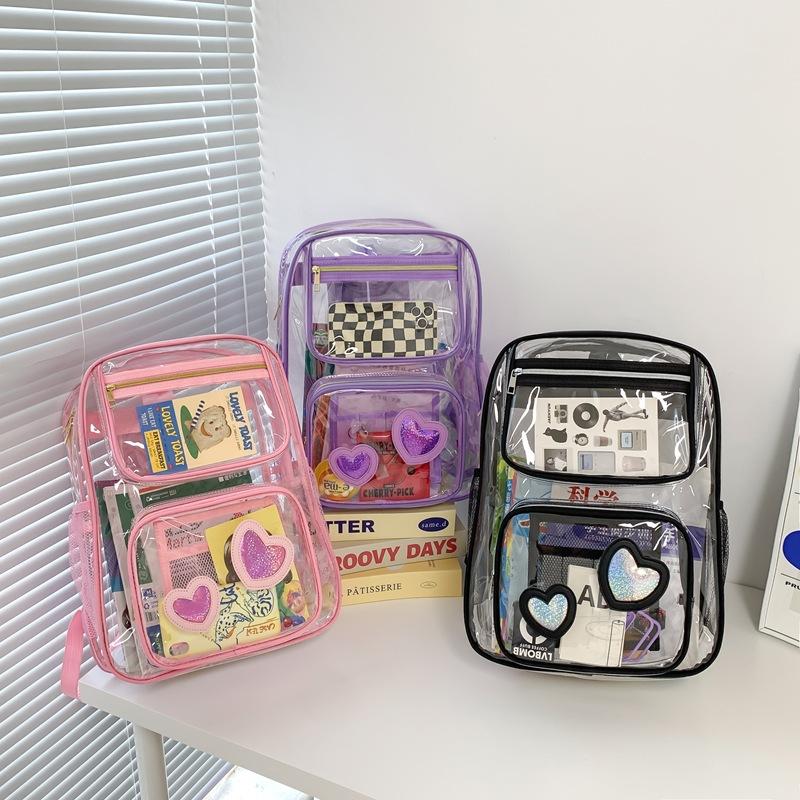 Schoolbag spot supply PVC transparent waterproof backpack 1011 new PVC large-capacity student schoolbag