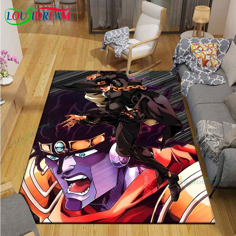 Tappeti Classici Cartone Animato J-JoJo's Bizarre Adventure Tappeto Antiscivolo per Soggiorno Tappetini per Camera da Letto dei Bambini Tappeto da Gioco Tappeto Grande Decorazione