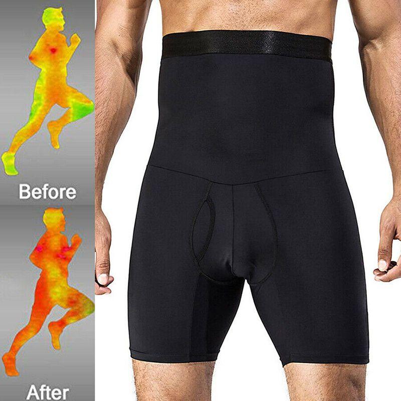 Modelador Masculino Corpo Controle de Barriga Emagrecimento Shapewear Shorts Cintura Alta Reduz Abdômen