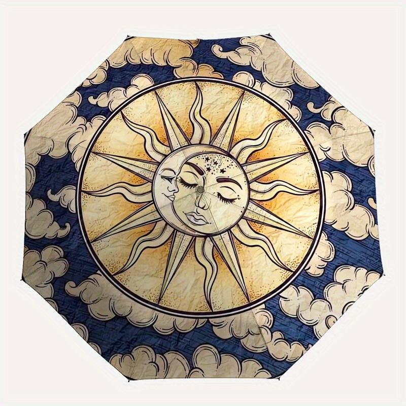 Sun, Moon Themed Eight Rib Automatic Folding Umbrella Is Suitable for Both Men and Women, Making It A Perfect Christmas and Valentine's Day