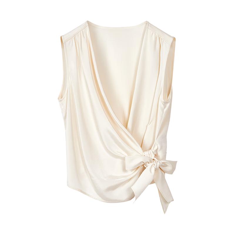 LANCY Women s Sleeveless V-Neck Crossover Blouse L