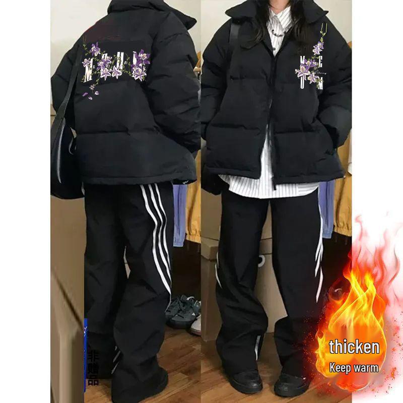 Unisex Autumn/Winter Thickened Cotton Padded Jacket with Letter Print