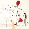 Valentines Day Romantic Rose Love Couple Wall Sticker for Bedroom Living Room Sofa Background Wall Decoration