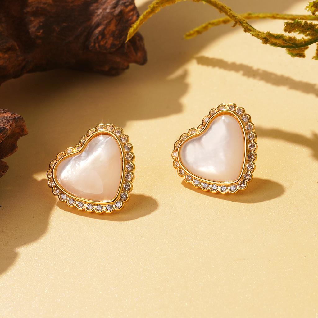 Niche Design Sense Geometric White Shell Square Zircon Earrings New Summer Geometric Earrings Niche Temperament Earrings