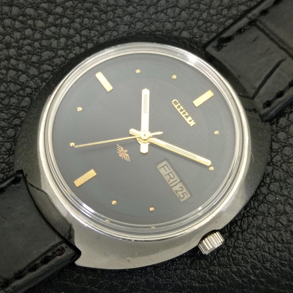 VINTAGE CITIZEN AUTOMATIC 8200 JAPAN MENS BLACK COLOR DIAL WATCH a702741-1 R210-a702741