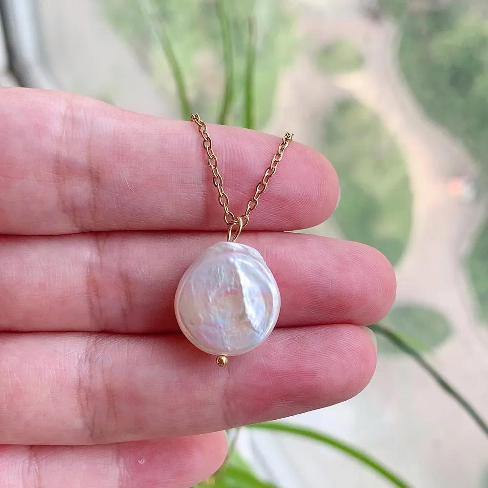 Real Natural Freshwater Pearl Necklace for Women Irregular Round Square Coin Stick Drop Baroque Pearl Pendant Necklace Choker