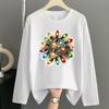 (Asian Size) Style Merry Christmas New Year Graphic Tee Women Autumn Winter Casual Fashion Top O-neck Clothing Print T Shirt Long Sleeve T-shirts