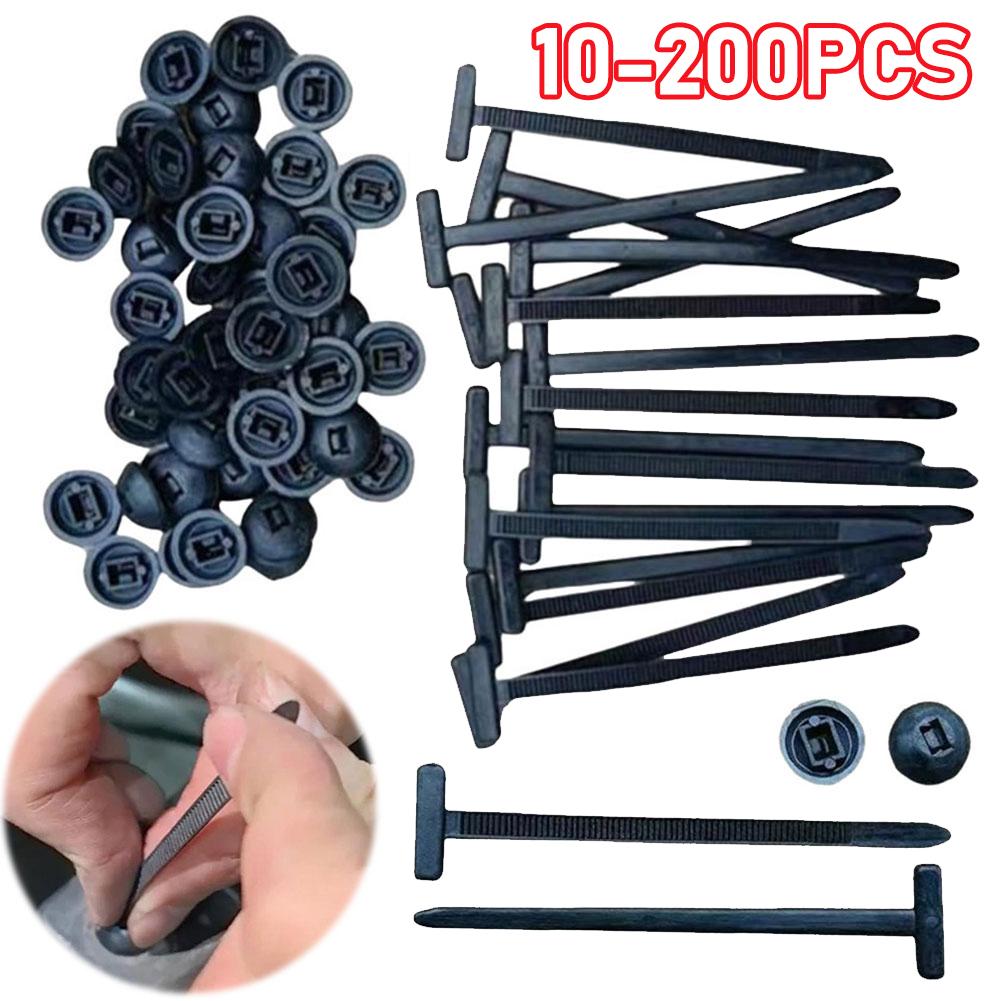 10-200pcs Nylon Cable Tie Buckle Self-Locking Zip Ties Holder with Pin And Button Multi-Purpose Cable Tie Tool for Car Repair
